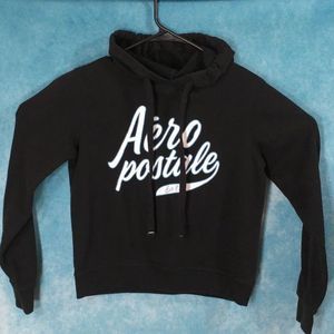 Aeropostale Women's Pullover Cropped Hoodie, Black, Size XS